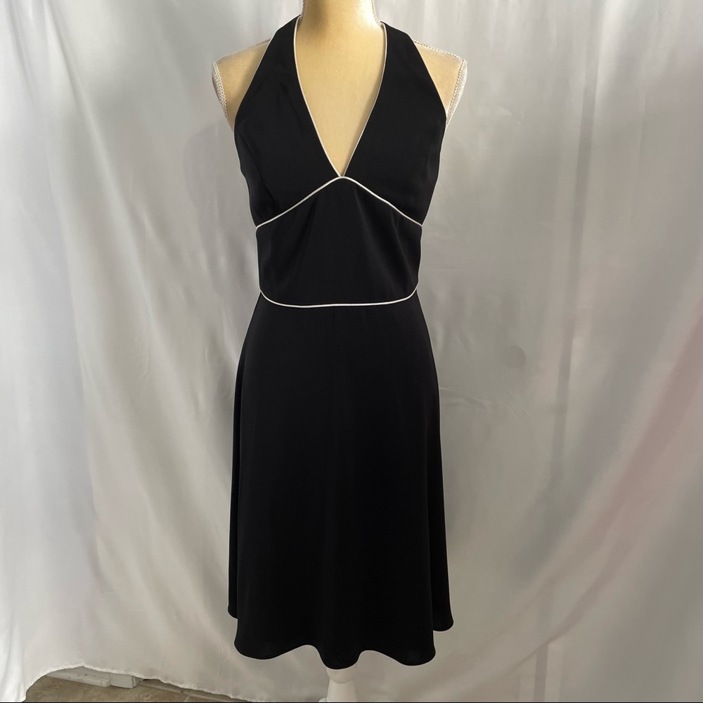 WHBM black halter top dress.  Black and white size 6